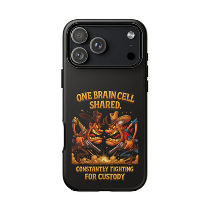 Phone Case — 'One Braincell Shared, Constantly Fighting for Custody' Funny Rivalry Cartoon