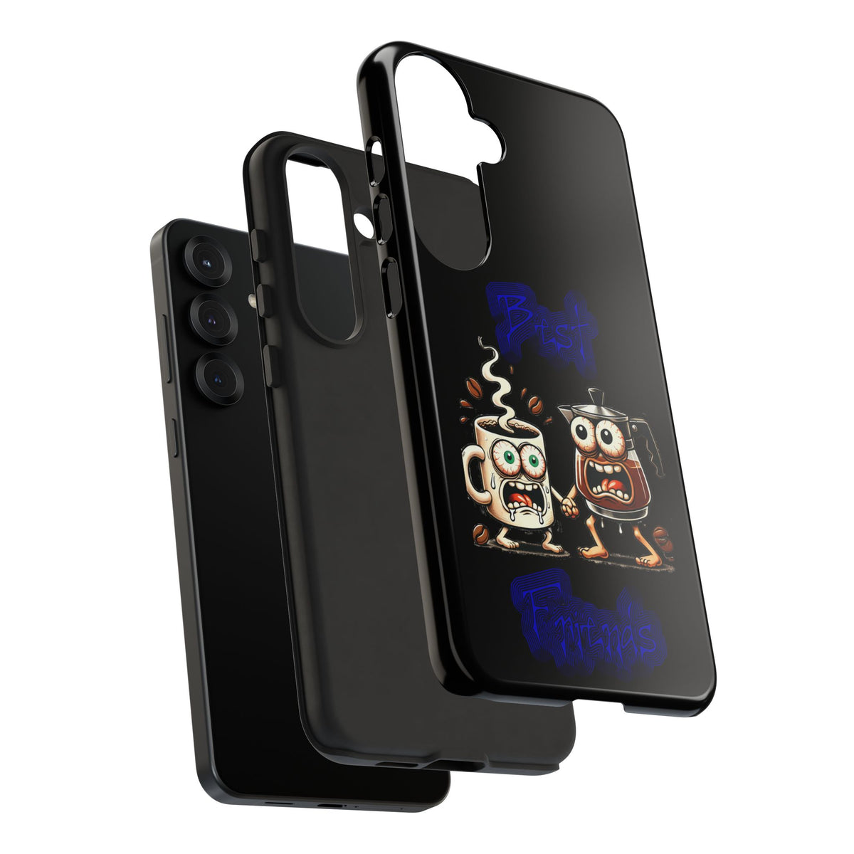 Coffee & Tea Fight Phone Case — Funny Kawaii Beverage Cartoon Tough Cases
