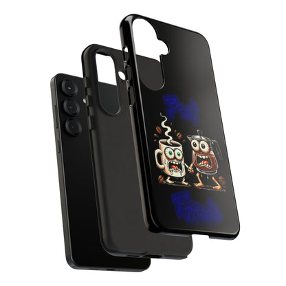 Coffee & Tea Fight Phone Case — Funny Kawaii Beverage Cartoon Tough Cases