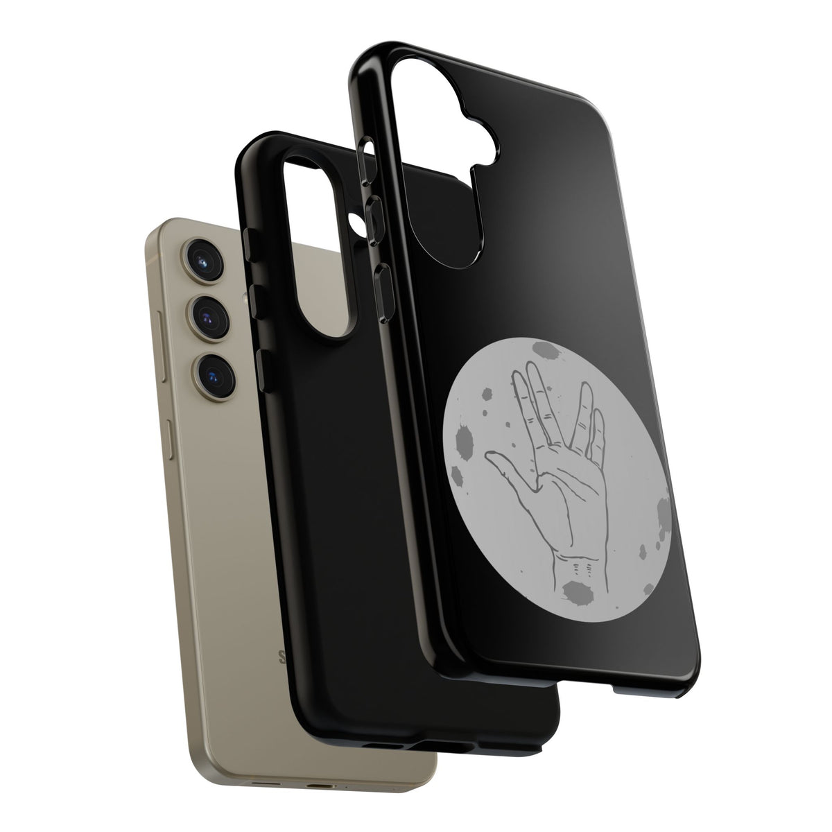 Spock Live Long Phone Case — Vulcan Salute Moon Graphic