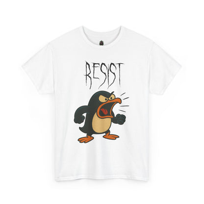 Resist Penguin Unisex Heavy Cotton Tee | Protest Shirt, Gift for Activists,
