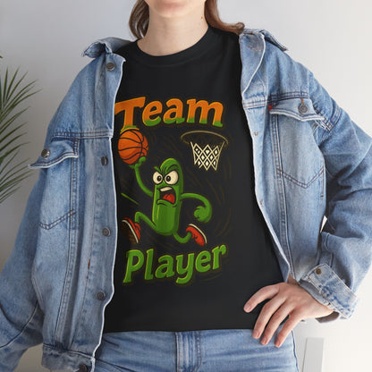 Team Player Basketball T-Shirt — Funny Pickle Mascot Sports Tee