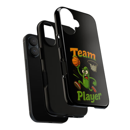 Team Player Basketball Phone Case — Cute Cartoon Pickle Dunk Phone Cover