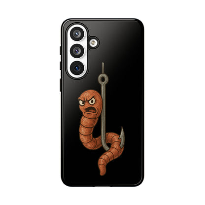 Angry Worm on Hook Phone Case – Funny Fishing Humor Protective Cover
