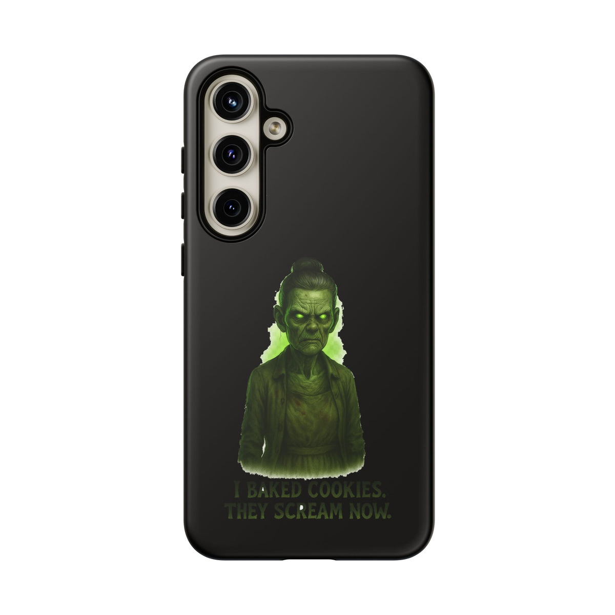 Spooky Green Ghost Phone Case — "I Baked Cookies, They Scream Now" Horror iPhone Cover