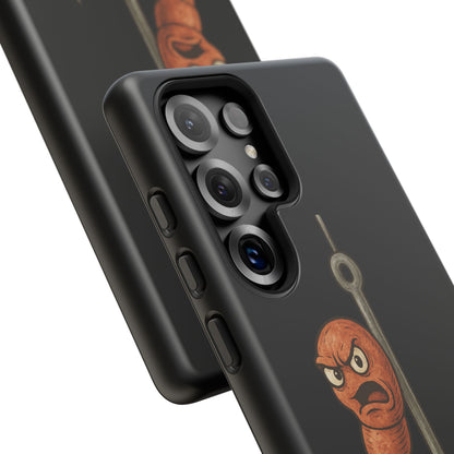 Angry Worm on Hook Phone Case – Funny Fishing Humor Protective Cover