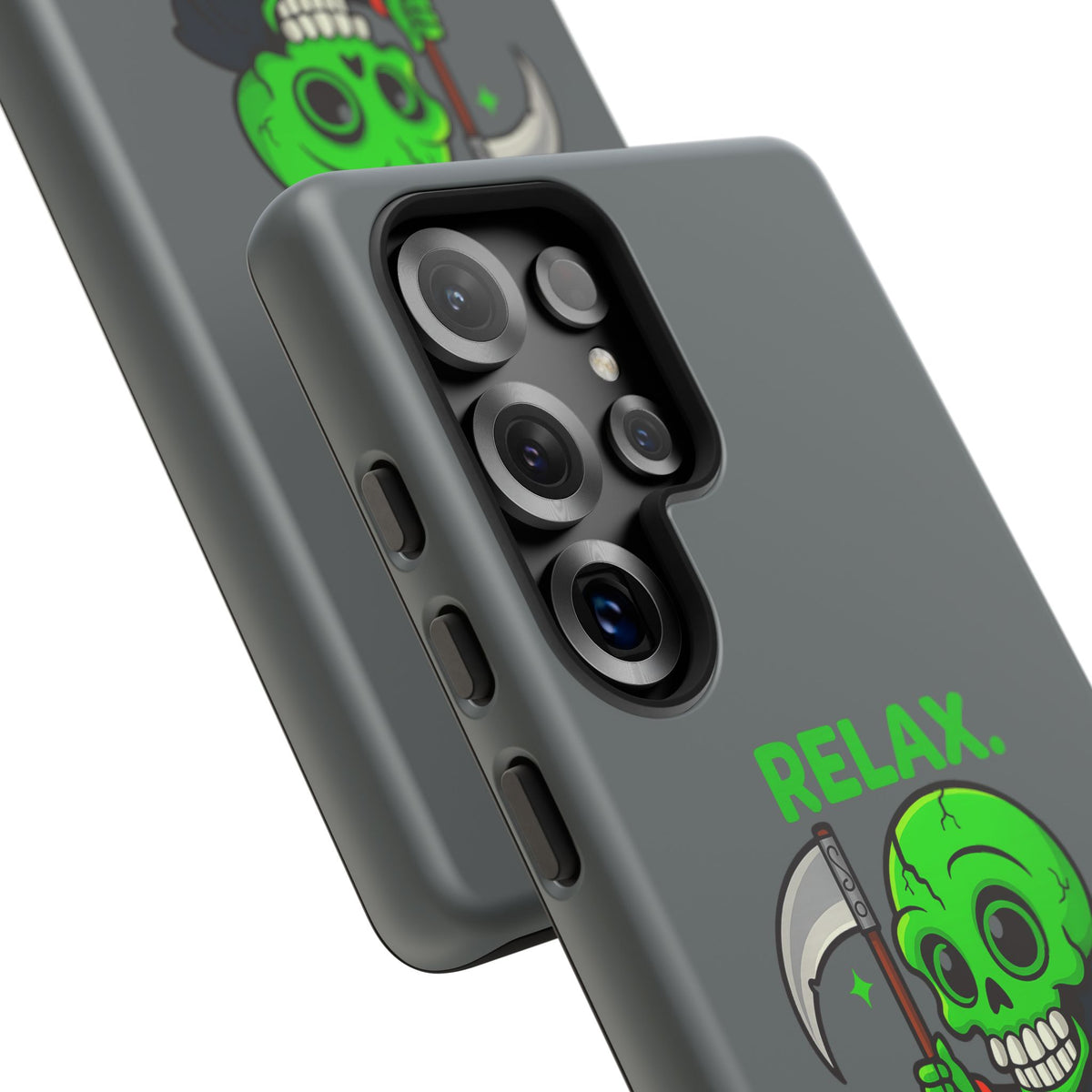 Phone Case — 'Relax. I Only Reap on Weekdays.' Cute Green Grim Reaper Protective Cover