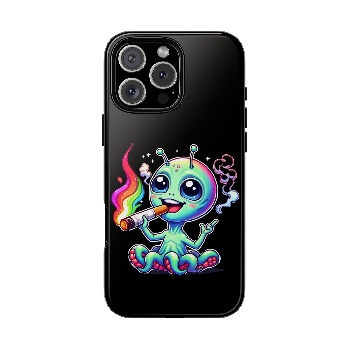 Alien Smoking Rainbow Joint Phone Case — Cute Psychedelic Cannabis iPhone Cover