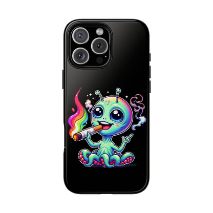 Alien Smoking Rainbow Joint Phone Case — Cute Psychedelic Cannabis iPhone Cover