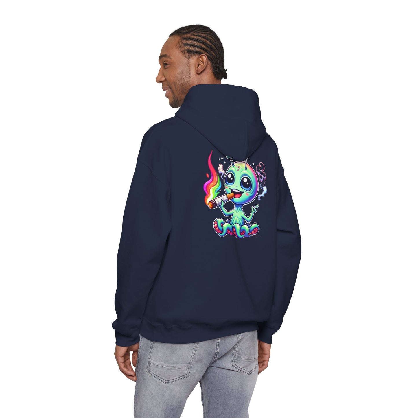 Alien Octopus Hoodie — Cute Rainbow-Smoking Space Creature Sweatshirt