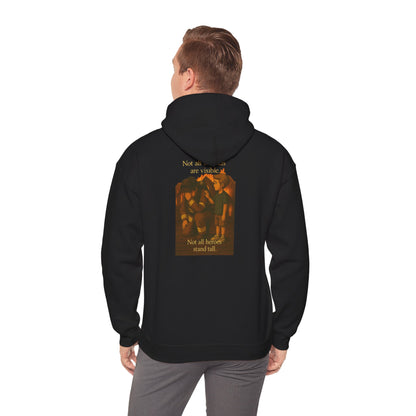 Graphic Hoodie - 'Not All Heroes Stand Tall' Badge & Vintage Group Art Pullover