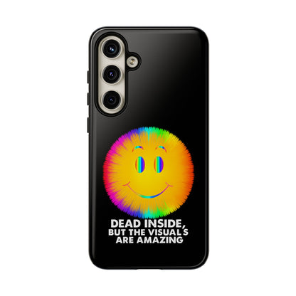 Phone Case — 'Dead Inside, But the Visuals Are Amazing' Rainbow Smiley