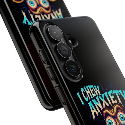 Phone Case — "I Chew Anxiety Like Bubblegum" Retro Monster Design