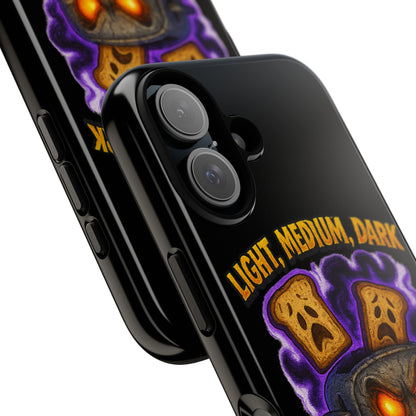 Phone Case — 'Light, Medium, Dark or Eternal Blackened Torment?' Spooky Toast & Toaster Horror Design