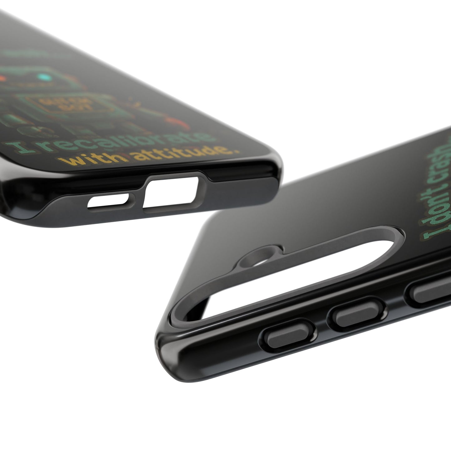 Phone Case — "I Don't Crash... I Recalibrate" Retro Robot Protective Cover