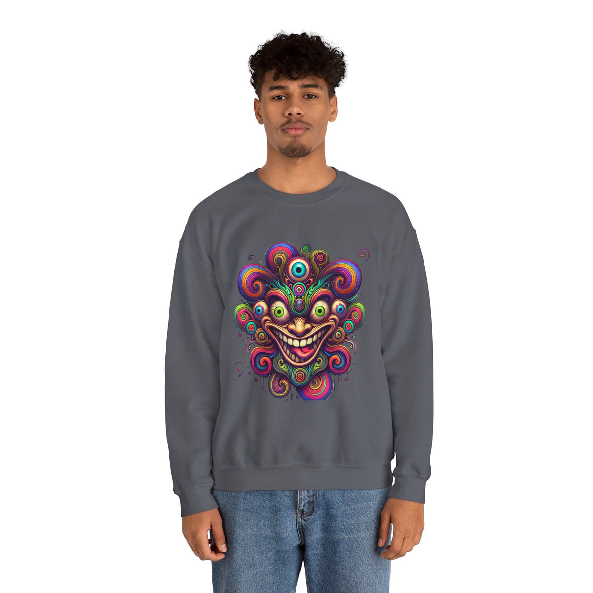 Hypnotic Swirl Face Crewneck Sweatshirt