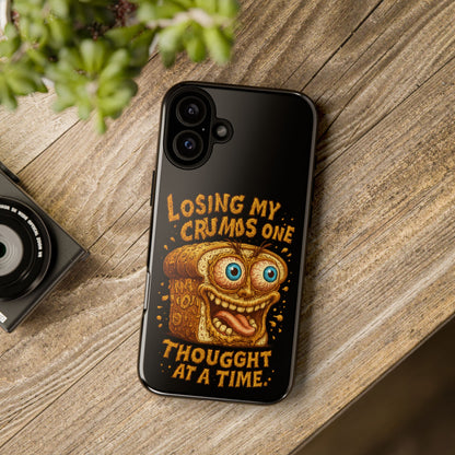Phone Case — "Losing My Crumbs One Thought at a Time" Funny Retro Bread Illustration