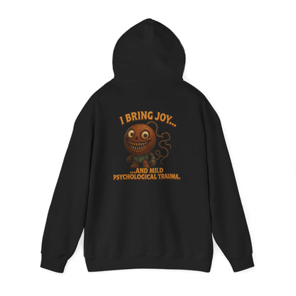 Hoodie — "I Bring Joy" Creepy Candy Character Graphic Pullover