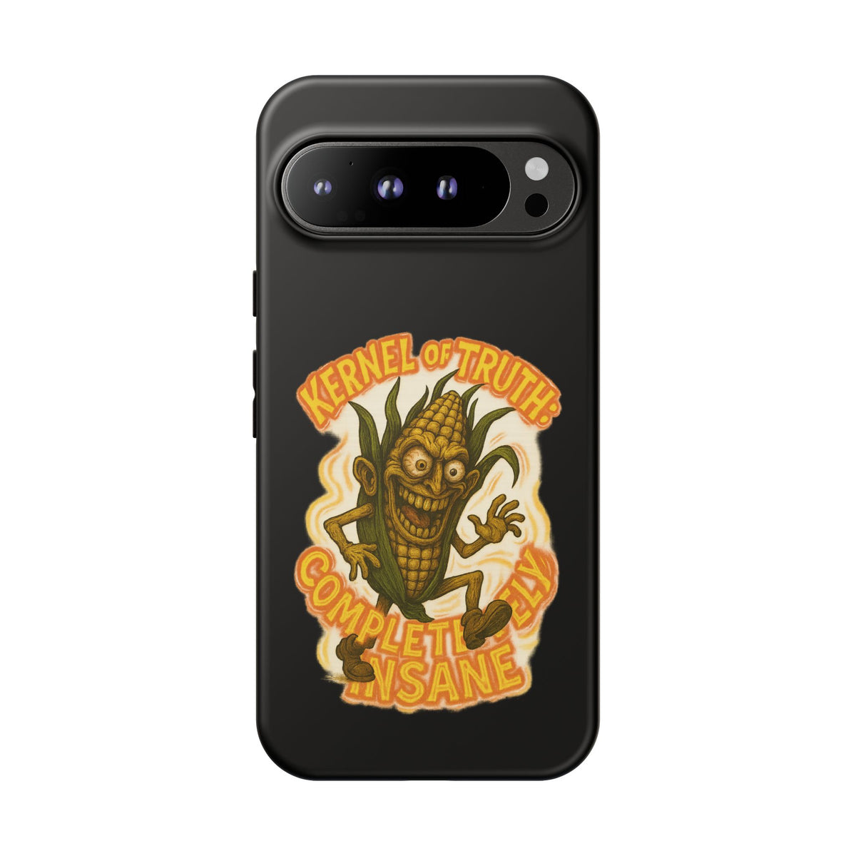 Corny Horror Phone Case - “Kernel of Truth, Completely Insane” Retro Corn Monster
