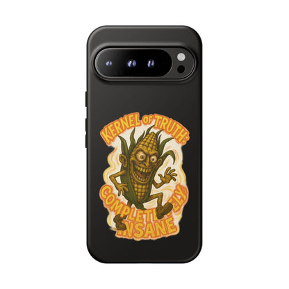 Corny Horror Phone Case - “Kernel of Truth, Completely Insane” Retro Corn Monster