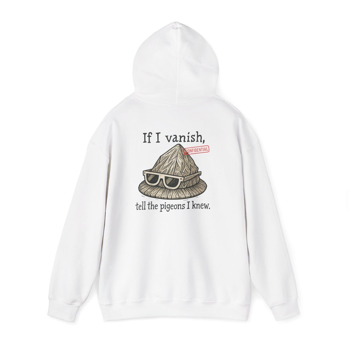 Hoodie — "If I Vanish, Tell the Pigeons I Knew" Funny Pigeon Skull Graphic Hoodie