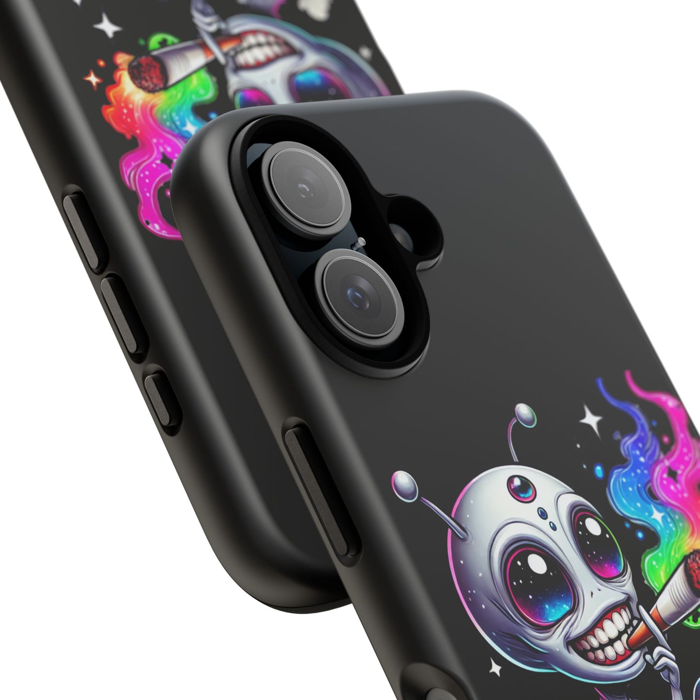 Alien Smoking Rainbow Galaxy Phone Case — Cute Cosmic Art Tough Case