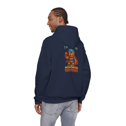 Weaponized Tantrum Hoodie — Funny Superhero Cat Graphic Sweatshirt