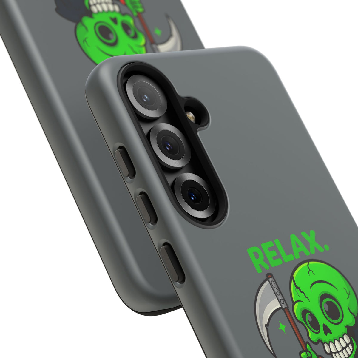 Phone Case — 'Relax. I Only Reap on Weekdays.' Cute Green Grim Reaper Protective Cover