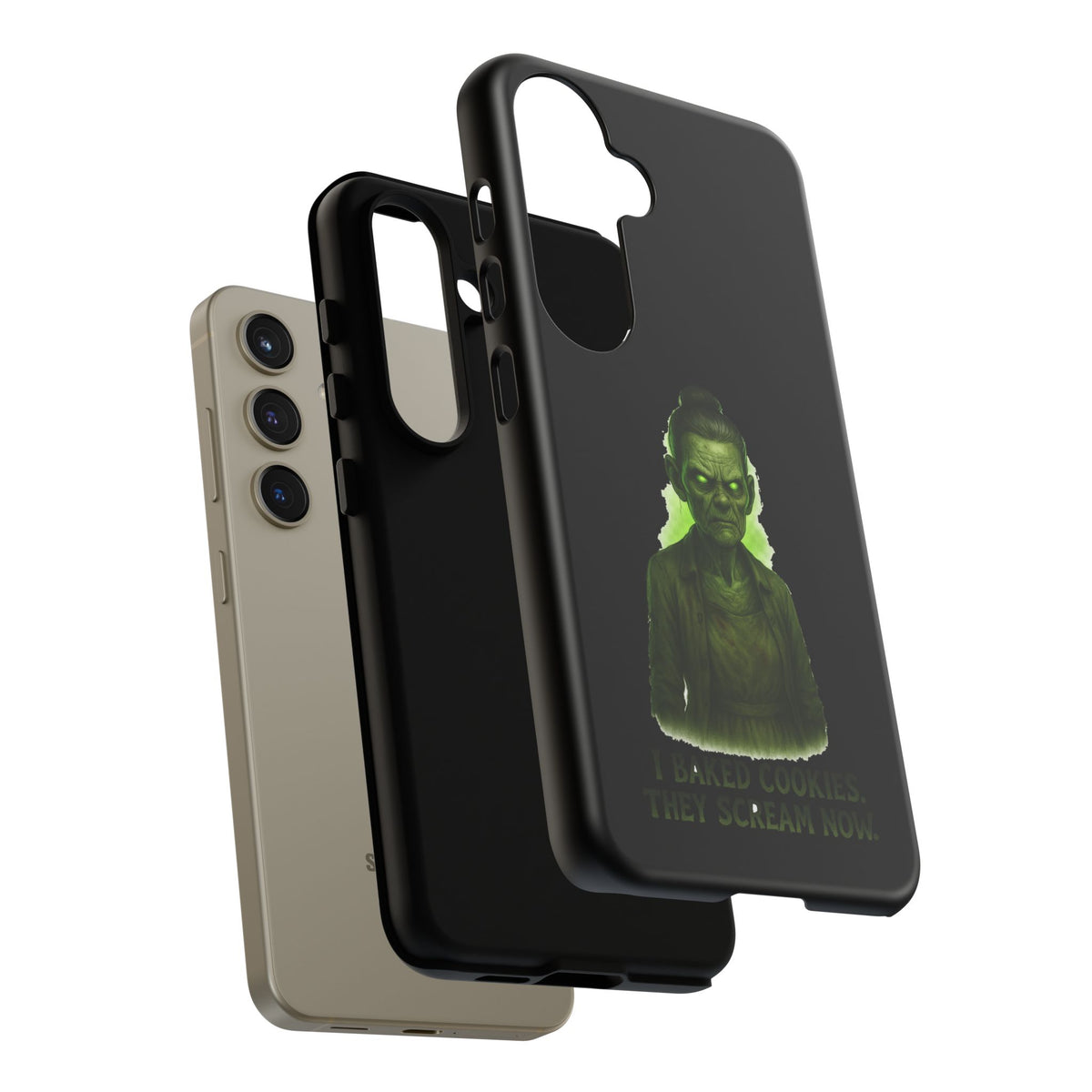 Spooky Green Ghost Phone Case — "I Baked Cookies, They Scream Now" Horror iPhone Cover