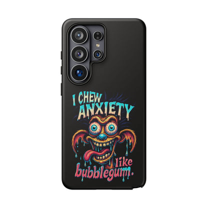 Phone Case — "I Chew Anxiety Like Bubblegum" Retro Monster Design