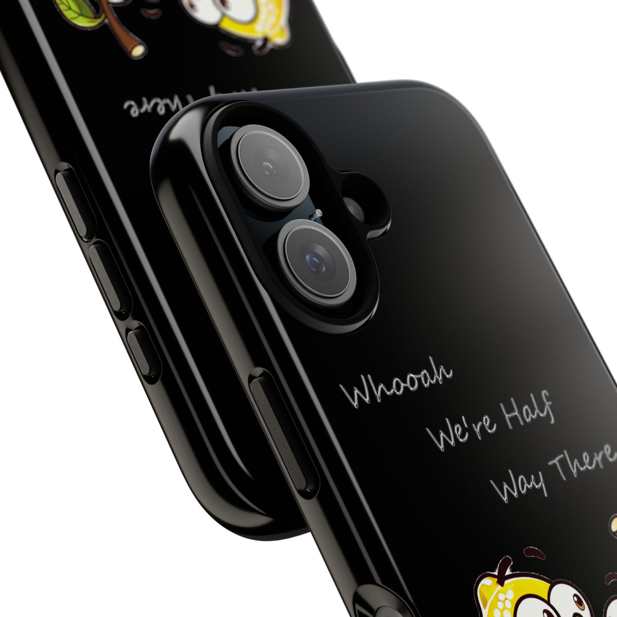 Phone Case - Playful Pear & Lemon Illustration with “Whooah We're Half Way There”
