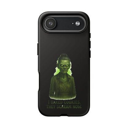 Spooky Green Ghost Phone Case — "I Baked Cookies, They Scream Now" Horror iPhone Cover