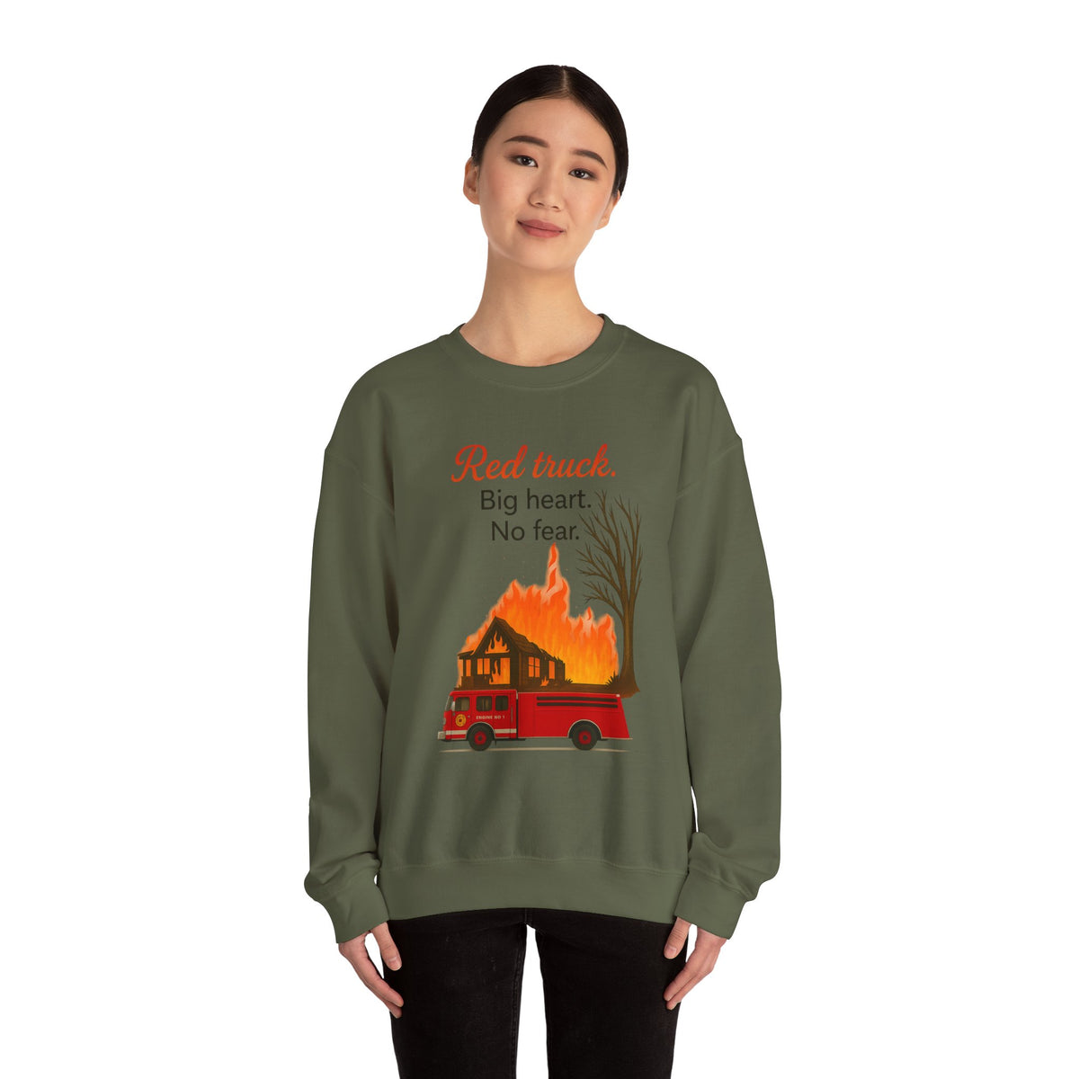 Red Truck Big Heart No Fear Crewneck Sweatshirt