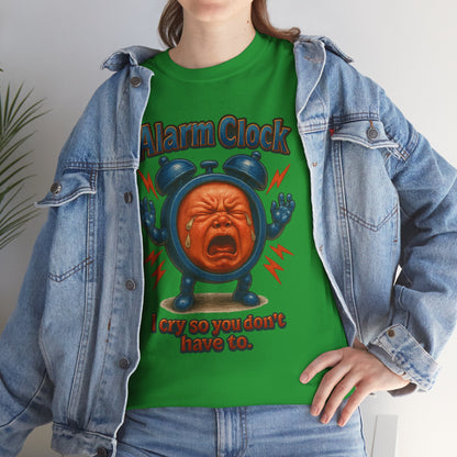 Alarm Clock Crying Baby Tee | Retro Cartoon Alarm Graphic