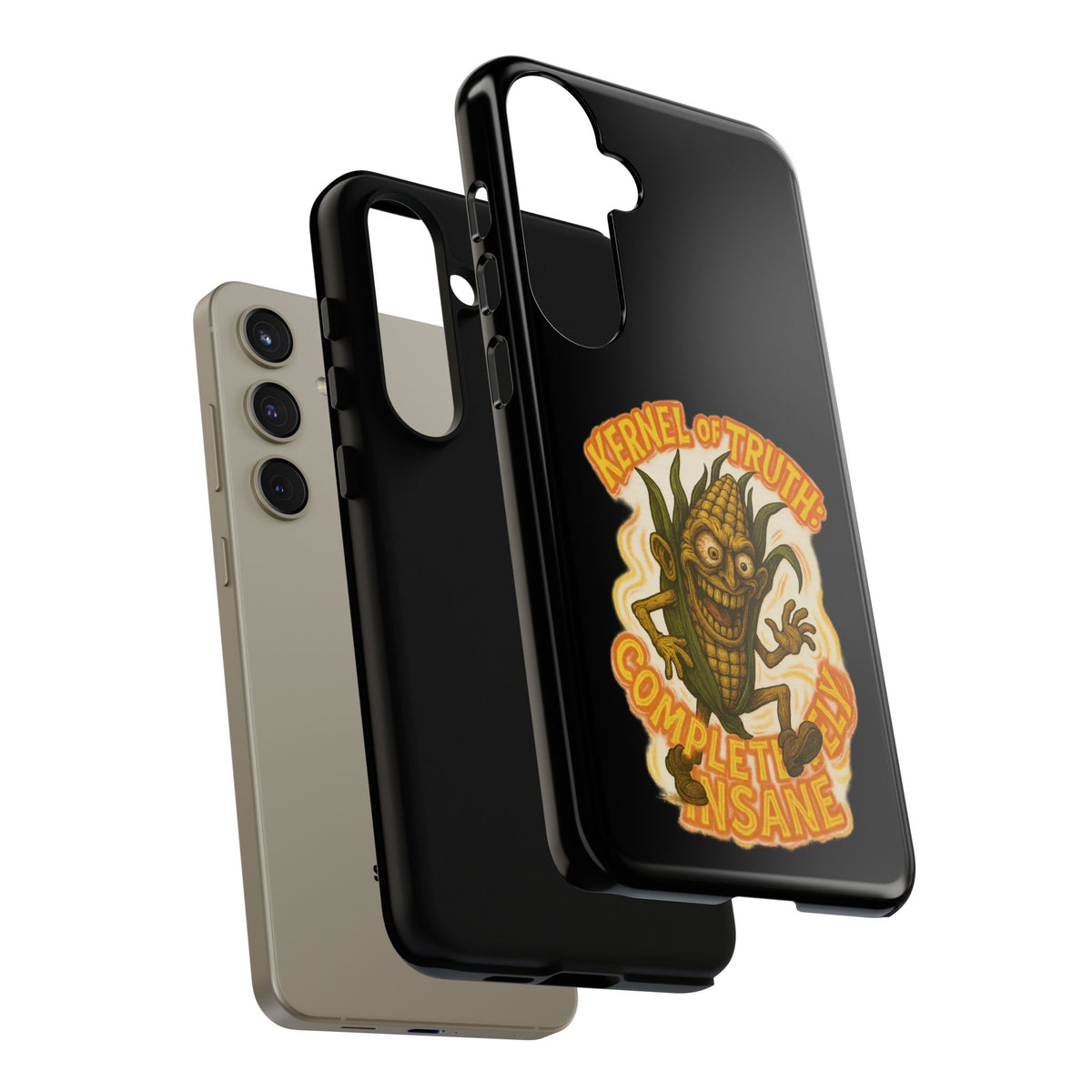 Corny Horror Phone Case - “Kernel of Truth, Completely Insane” Retro Corn Monster