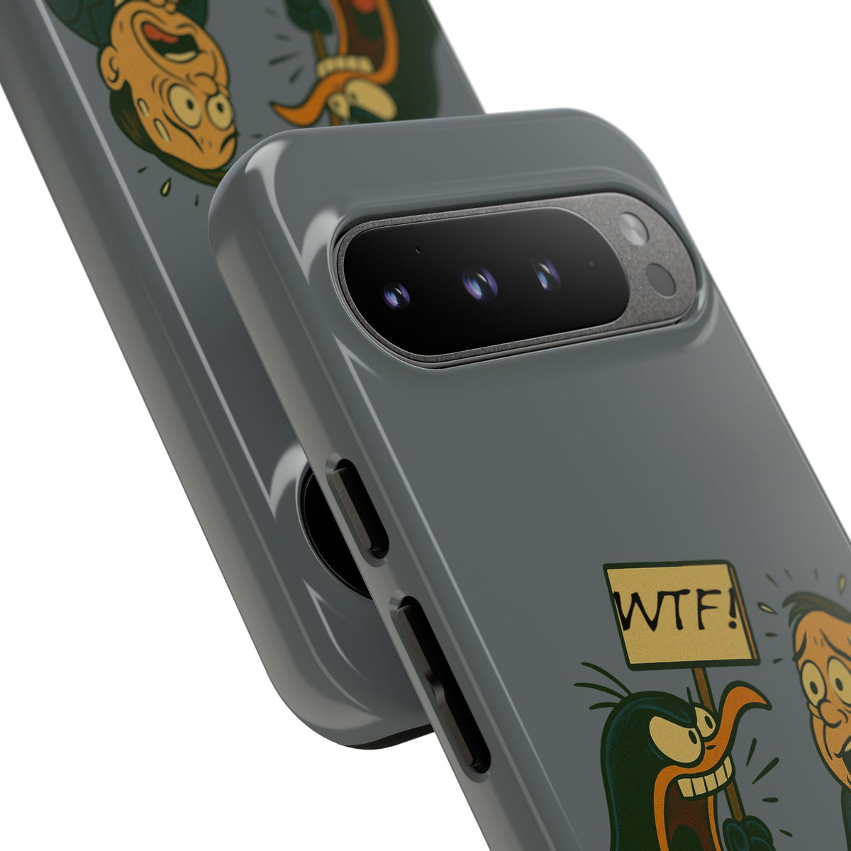 Phone Case - Cartoon Penguin Yelling 'WTF' at Shocked Man, Funny Protective iPhone Cover