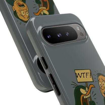 Phone Case - Cartoon Penguin Yelling 'WTF' at Shocked Man, Funny Protective iPhone Cover