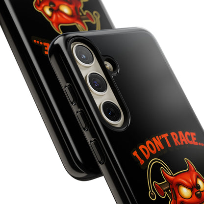 I Don't Race I Chase Phone Case — Cartoon Demon Hot Rod Design