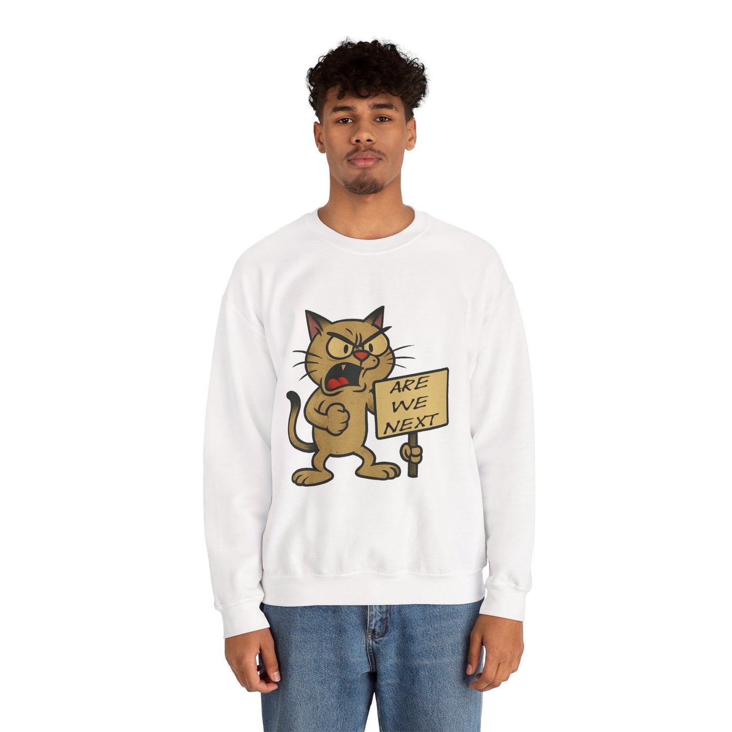 Are We Next – Angry Cat Protest Crewneck Sweatshirt