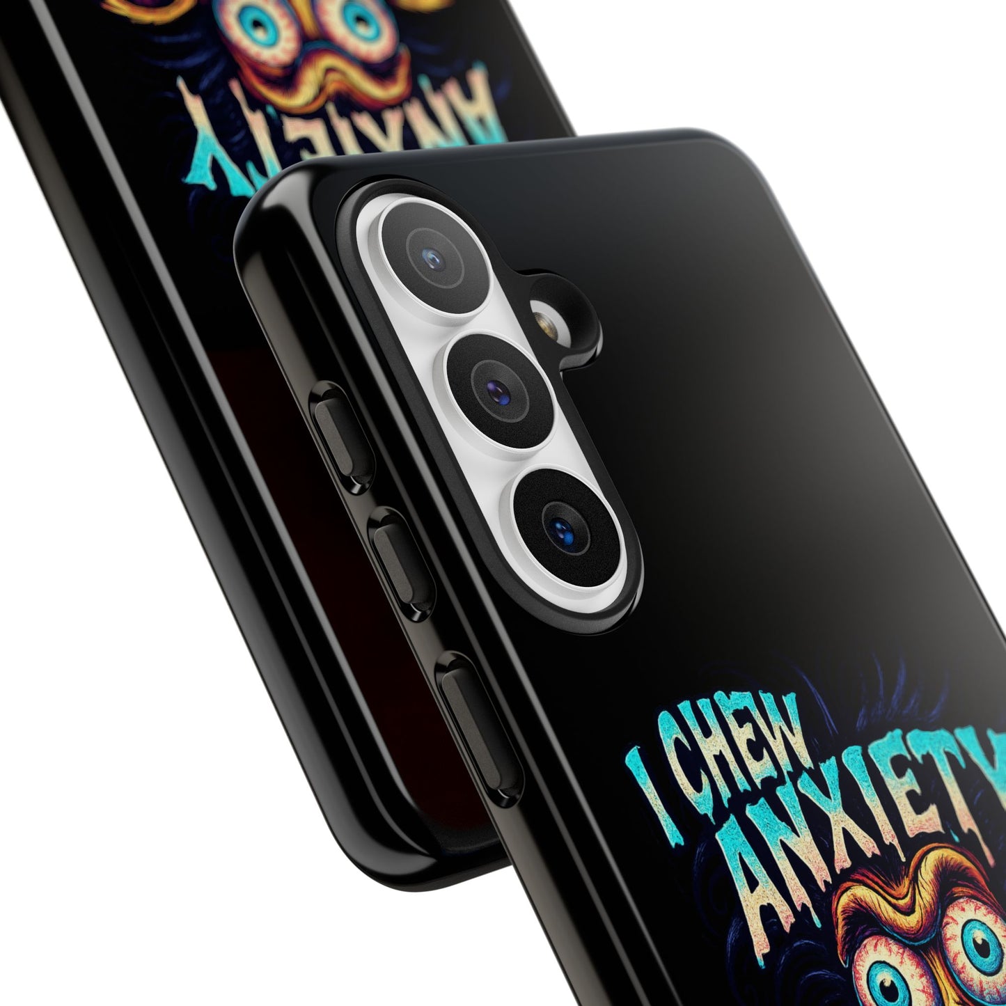 Phone Case — "I Chew Anxiety Like Bubblegum" Retro Monster Design