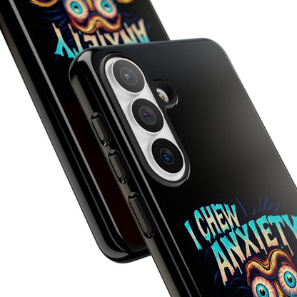 Phone Case — "I Chew Anxiety Like Bubblegum" Retro Monster Design