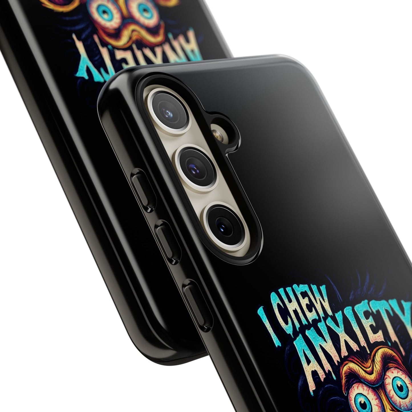Phone Case — "I Chew Anxiety Like Bubblegum" Retro Monster Design