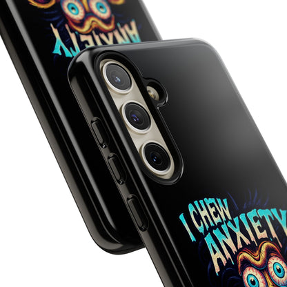 Phone Case — "I Chew Anxiety Like Bubblegum" Retro Monster Design