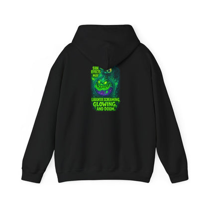 Glowing Green Monster Hoodie - "Causes Screaming, Glowing, and Doom" Graphic Pullover