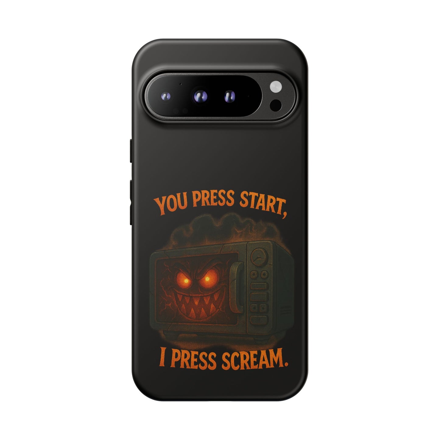 Phone Case — "You Press Start, I Press Scream" Spooky Retro Game Controller Design