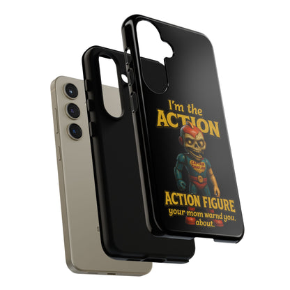 Action Figure Phone Case — "I'm the Action" Retro Skull Toy Design