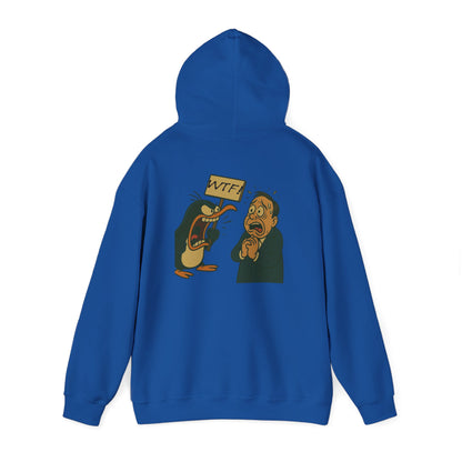 Hoodie — Cartoon Penguin Screams ‘No!’ Back Print Sweatshirt