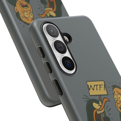 Phone Case - Cartoon Penguin Yelling 'WTF' at Shocked Man, Funny Protective iPhone Cover