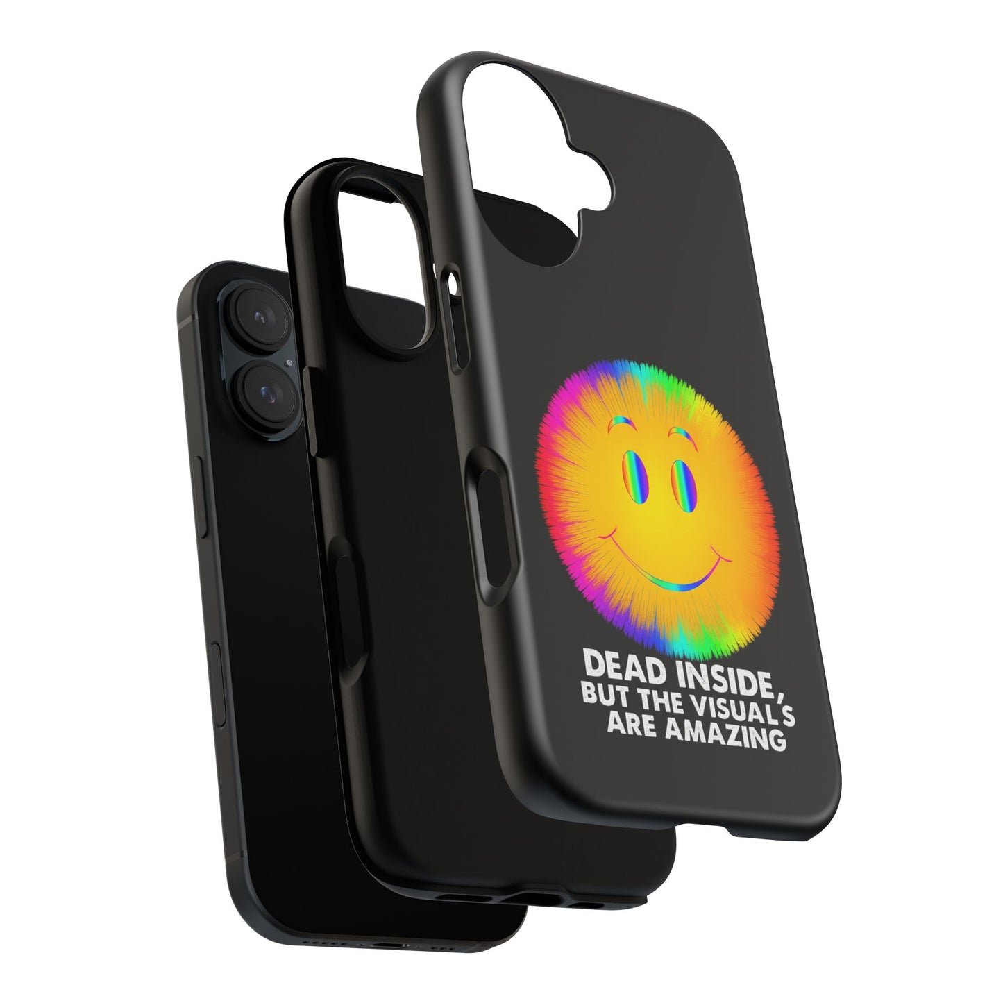 Phone Case — 'Dead Inside, But the Visuals Are Amazing' Rainbow Smiley