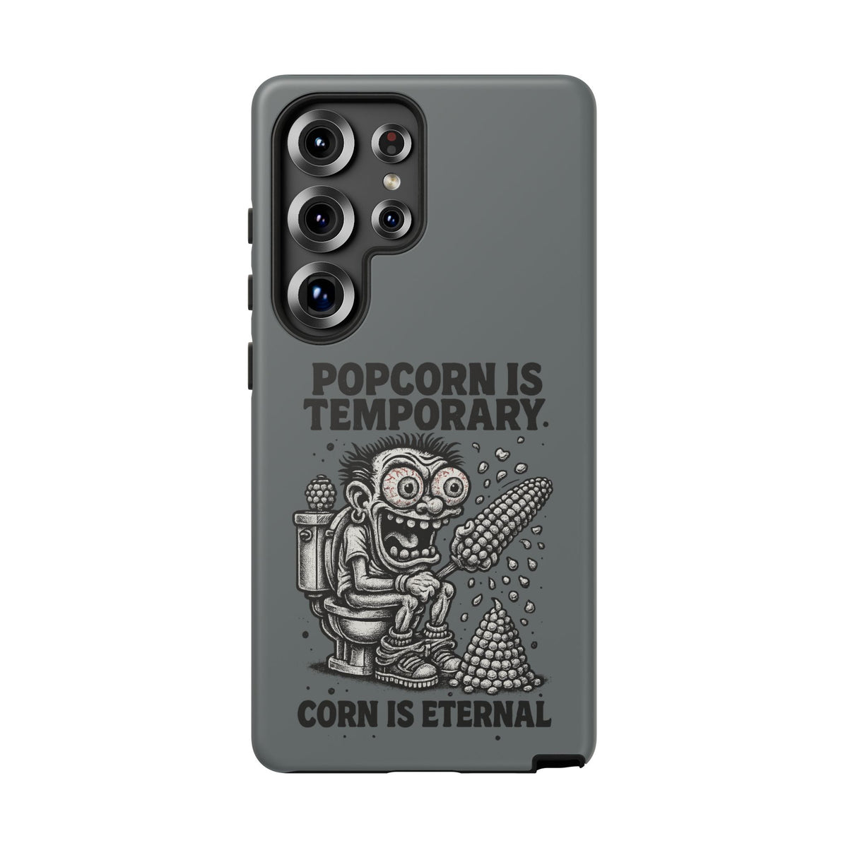 Phone Case — "Popcorn Is Temporary, Corn Is Eternal" Retro Zombie Corn Design